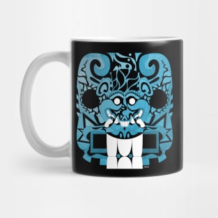 cougar with smile face in ancient pattern in el salvador arts in blue Mug